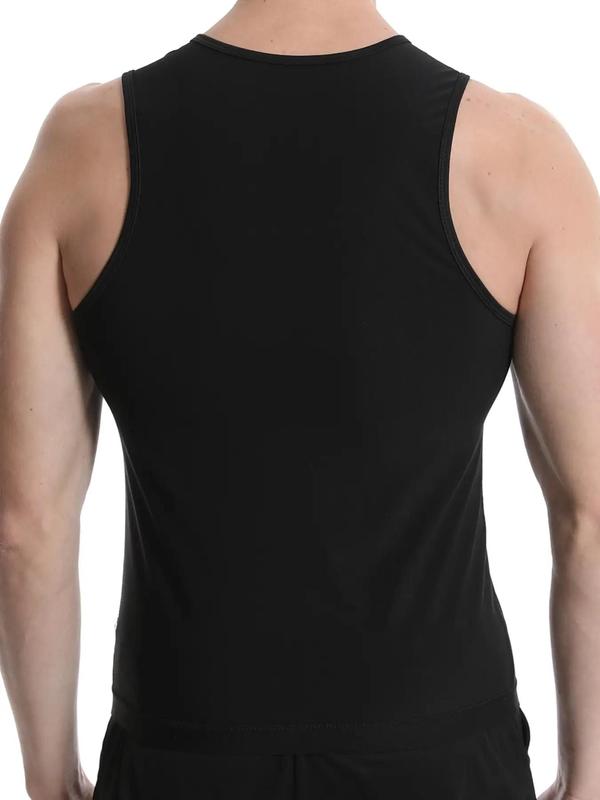 Men's Round Neck Zip Front Sauna Tank Top, Solid Sleeveless Waist Trainer Vest, Workout Tank Top for Men