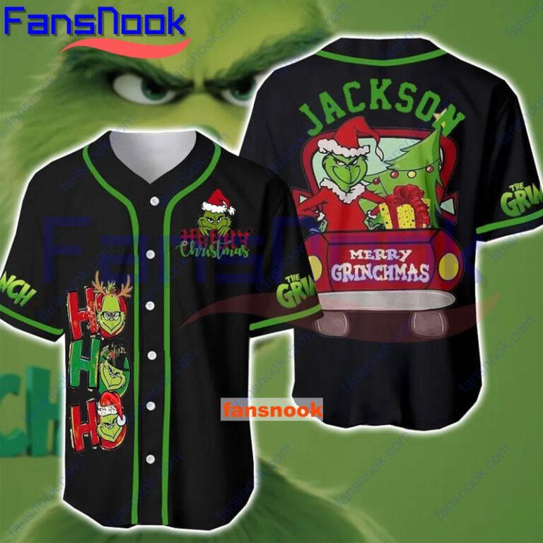 Custom Baseball Jersey Merry Grinchymas, Christmas Baseball Jersey, Holiday Baseball Jersey, Festive Baseball Jersey, Christmas Sports Apparel