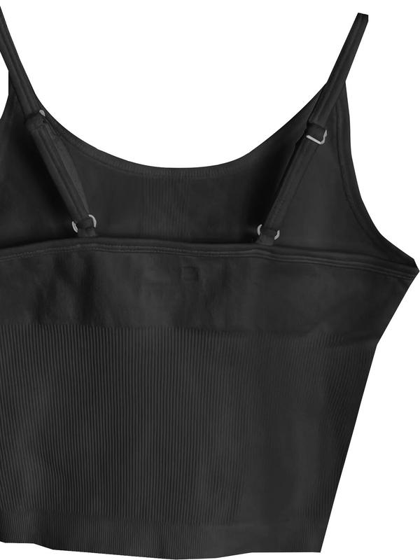 Women's Solid Ribbed Knit Crop Sports Vest, Casual Adjustable Strap Backless Sleeveless  Top for Yoga Gym Workout, Ladies Sportswear for All Seasons