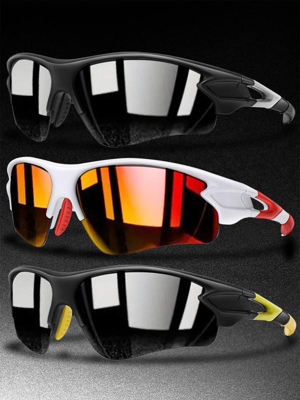 Sporty Unisex's Colorblock Print Sports Sunglasses, Outdoor Sports Windproof Cycling Sunglasses, Sports Eyewear for Hiking Fishing Golf Travel Vacation Beach Party