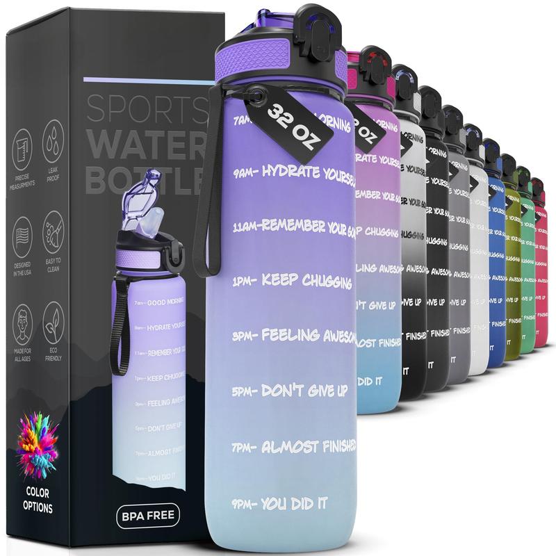 32 oz sports water bottle with time stamp and output