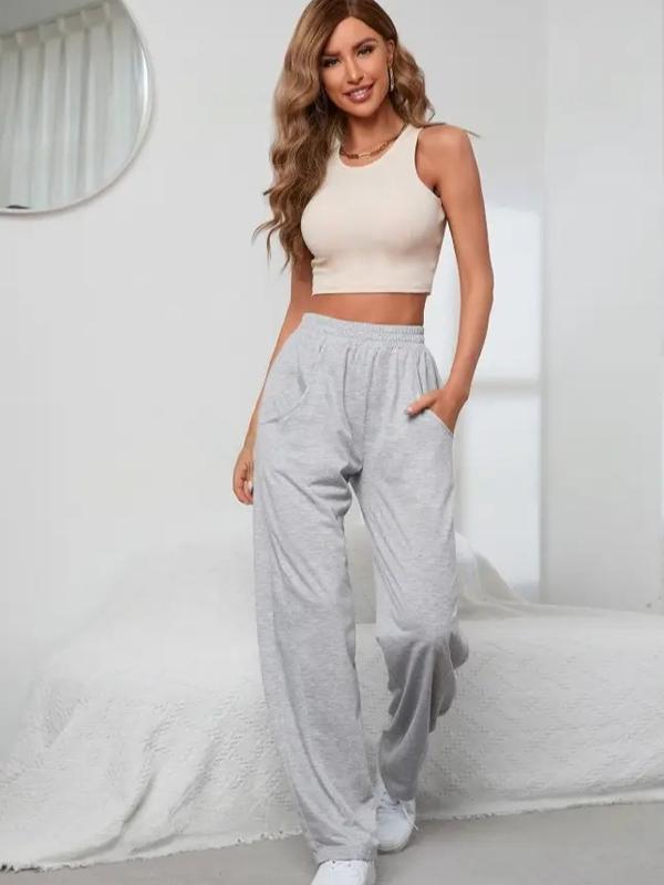 Elastic Waist Slant Pocket Sweatpants