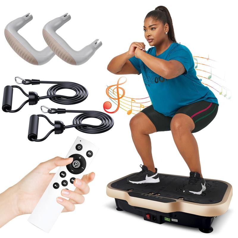 Victoper Vibration Plate Exercise Machine with 440LBS Loading Capacity, 22in Widen, Remote Control, Lymphatic Drainage Machine, Whole Body Workout Vibration Platform, with 2 Resistance Bands, 2 Push-up Handle