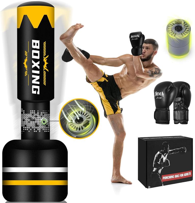 Upgrated Standing Punching Bag for Adults with Automatic Built in Air Pump, 71'' Heavy Bag Boxing Equipment with 12OZ Gloves Kicking Bag for  MMA Muay Thai Fitness Kickboxing Home Gym