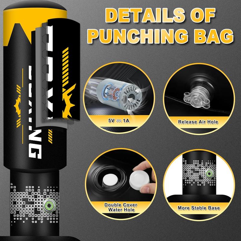 Upgrated Standing Punching Bag for Adults with Automatic Built in Air Pump, 71'' Heavy Bag Boxing Equipment with 12OZ Gloves Kicking Bag for  MMA Muay Thai Fitness Kickboxing Home Gym