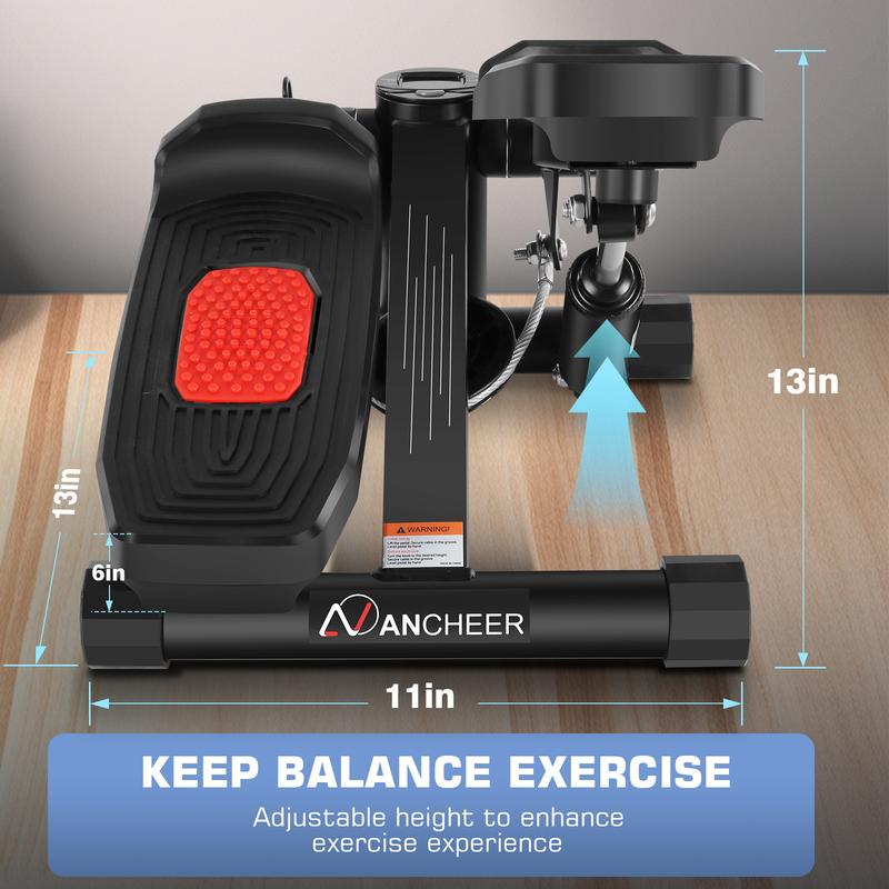 Ancheer Steppers for Exercise with double Resistance Bands ，Mini Stepper For Home and Office Use LCD with 250LBS Loading Capacity