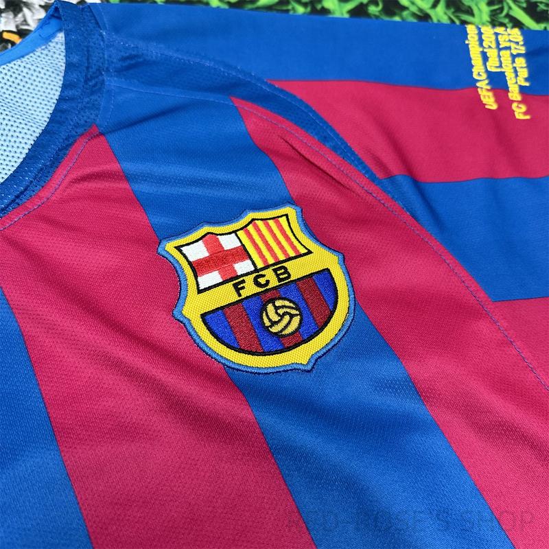 Nike 05-06 Champions League Barcelona home short sleeve NO.10 Ronaldinho Soccer Jersey