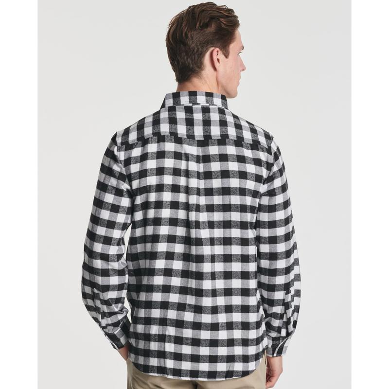 Real Essentials 3 Pack: Men's Long-Sleeve Flannel Button Down Plaid Casual Shirt (Available in Big & Tall)