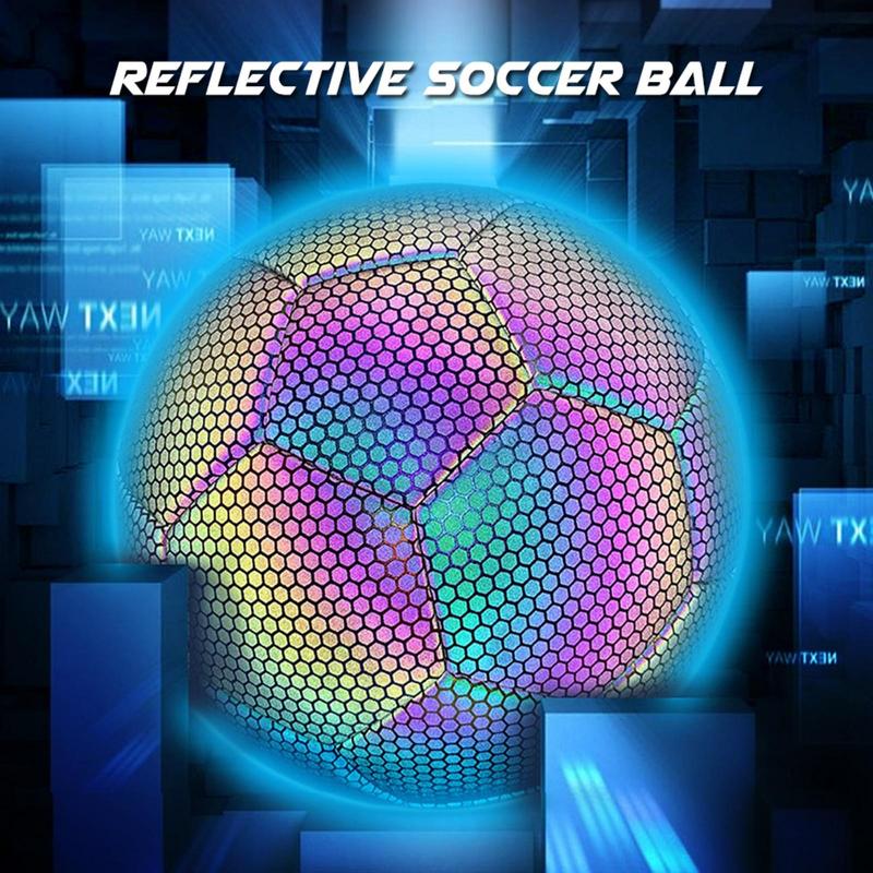 Reflective Soccer Ball, 1 Count Night Glowing Light Up Camera Flash Soccer Ball for Indoor Outdoor Soccer Training, Football Accessories