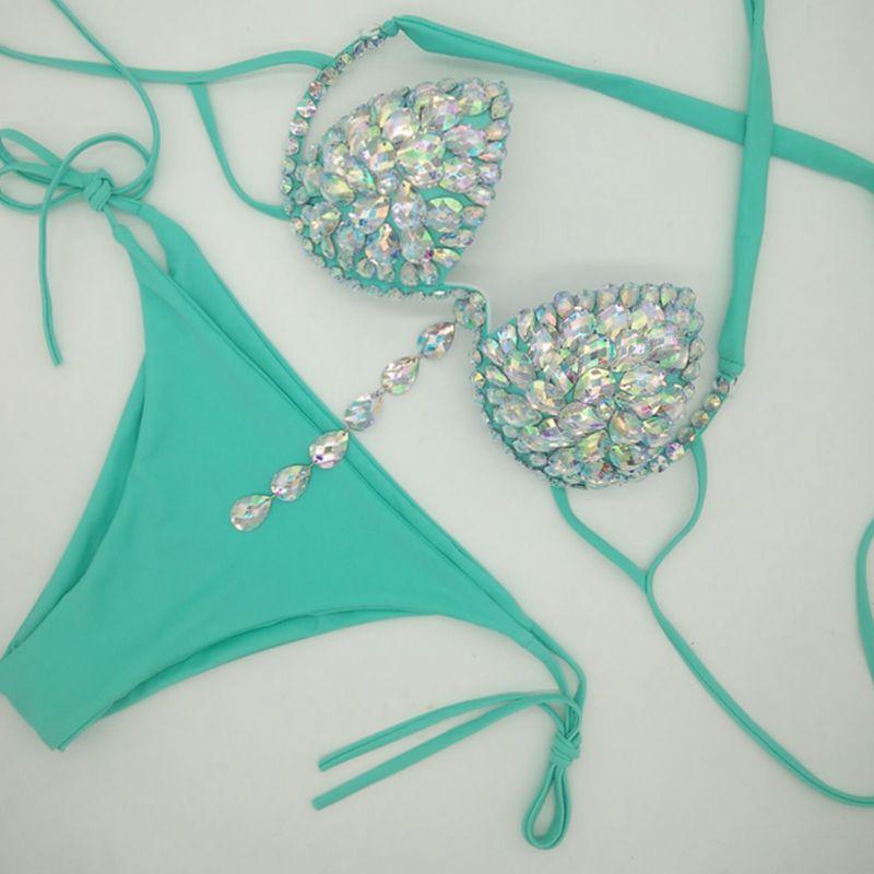 2020 venus vacation new tassels bikini set rhinestone swimwear diamond swimsuit bandage bathing suit bling stones beachwear