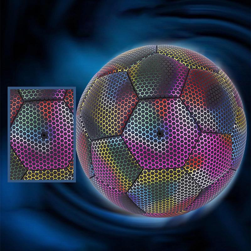 Reflective Soccer Ball, 1 Count Night Glowing Light Up Camera Flash Soccer Ball for Indoor Outdoor Soccer Training, Football Accessories