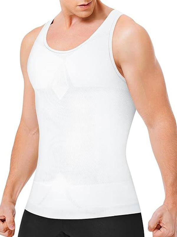 Men's Solid Color Compression Sleeveless Shapewear Vest, Fall Wear 2024, Casual Plain Comfortable Breathable Tummy Control Athletic Shaper Tank Top, Men's Shapewear Top for Daily Wear Activewear, Tank Tops for Men, Menswear Underwear