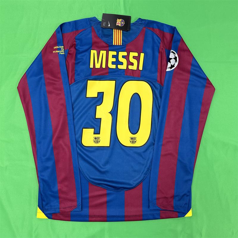 Nike 0506 FC Barcelona Home Long Sleeve Red Blue Top No. 10 Ronaldinho Soccer Jersey Quick Dry Final Edition