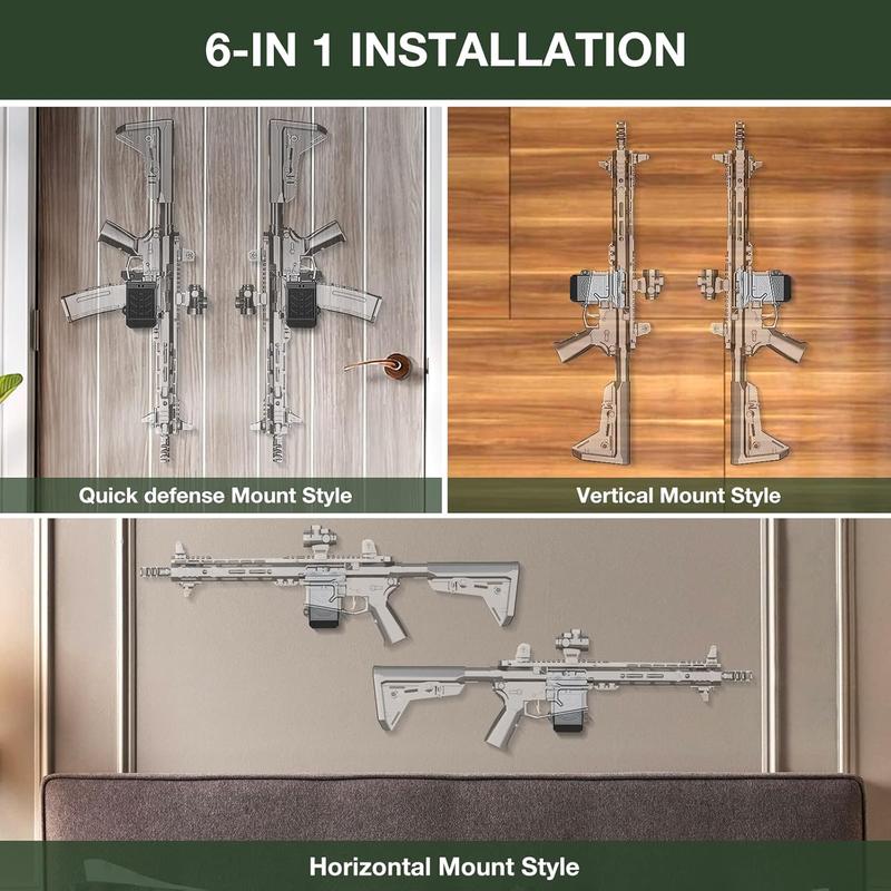 Gun Wall Mount for 223 5.56 Rifle + Double PMAG Magazine Holder,AR Wall Mount Rifle Display,Rifle Wall Rack Runner Mount