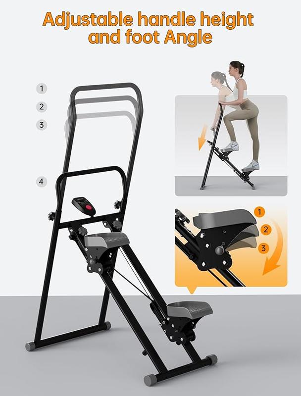 Climber & Stepper for Exercise, Full Body Workout Machiine, 300LBS Capacityne with Adjustable Incl,  No Hydraulic Oil Heat Degradation, Rope and Pulley Resistance System, LCD Monitor for Home Gym