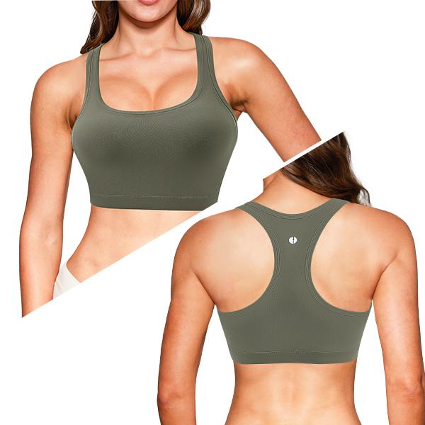 Falorda Racerback Sports Bras for Women Medium Support Padded Bra Seamless ,Removable Pads,Women's Sport & Outdoor Clothing Workout Gym Exercise