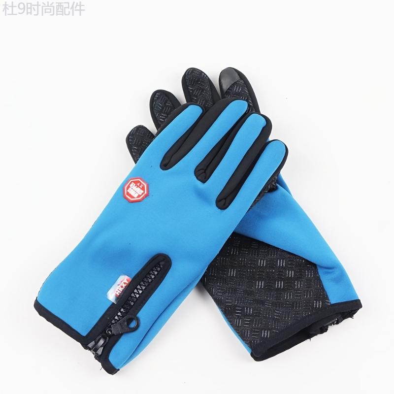 Winter Waterproof Warm Gloves Short Adjustable Zipper Touch Screen Gloves Outdoor Sports Windproof Gloves Fishing Driving Ski Cycling Unisex Gloves