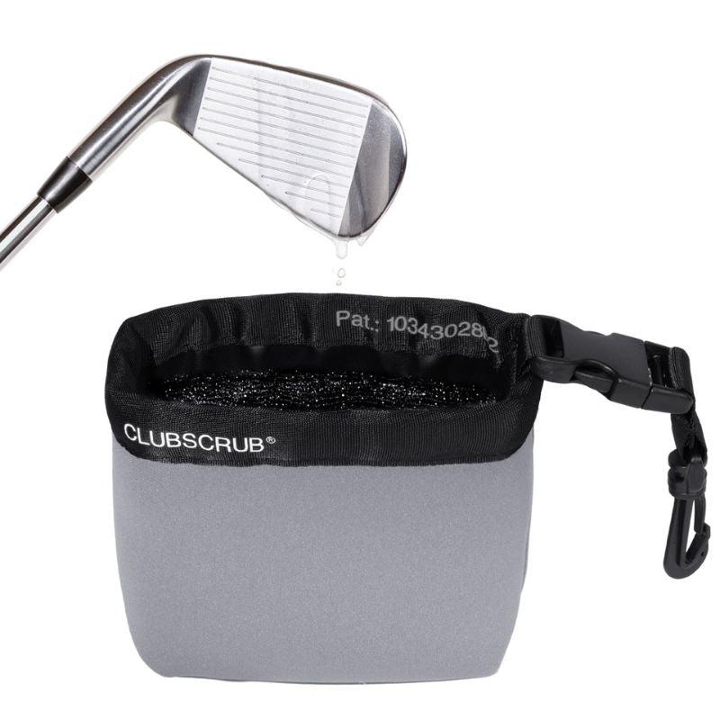 Gray Classic Club Scrub - Golf Club and Golf Ball Cleaning Bag, Waterproof Clean Face Technology Liner, Detachable Clip, Machine Washable, Cleans Club Grooves, Dry Exterior golf accessory golf towel