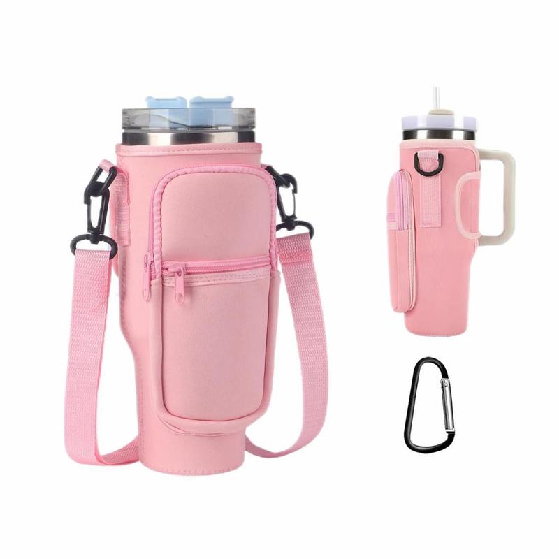 Water Bottle Carrier Bag with Phone Pocket, 1 Count Water Bottle Holder with Adjustable Strap, Drinkware Accessories for Outdoor