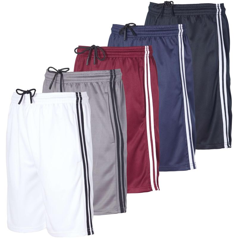 Real Essentials 5 Pack: Boys' Athletic Basketball Shorts with Pockets - Youth Activewear (Ages 4-18)