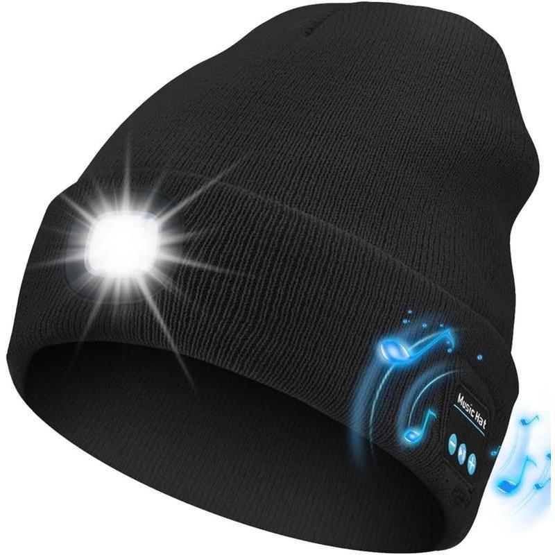 Bluetooth Beanie with LED Headlight and Removable Speakers, USB Rechargeable Knit warm winter Hat balaclava Hat for Music and Calling, sport,outdoor,Perfect for Christmas, Birthday, New year Gfit Year Gift