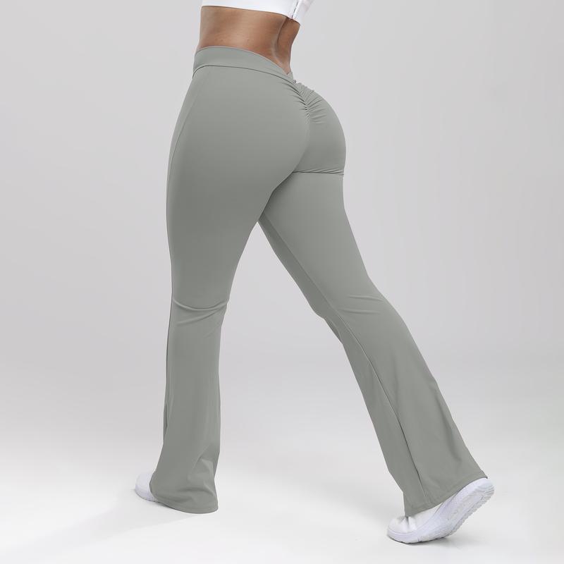 Women Flare Legging V Back Butt Lifting Wide Leg High Waist Workout Yoga Pants yoga fitness legging