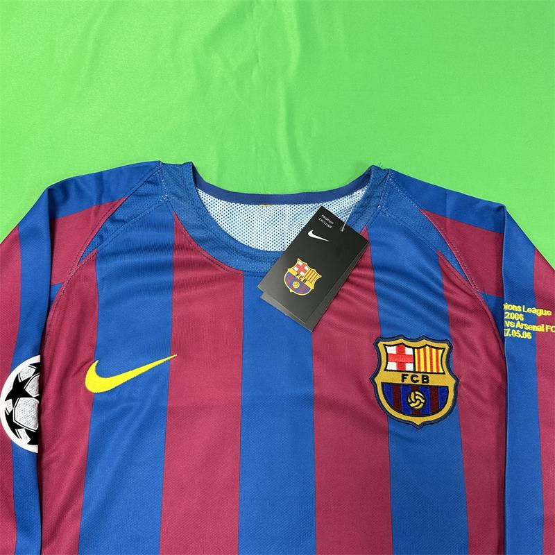 Nike 0506 FC Barcelona Home Long Sleeve Red Blue Top No. 10 Ronaldinho Soccer Jersey Quick Dry Final Edition