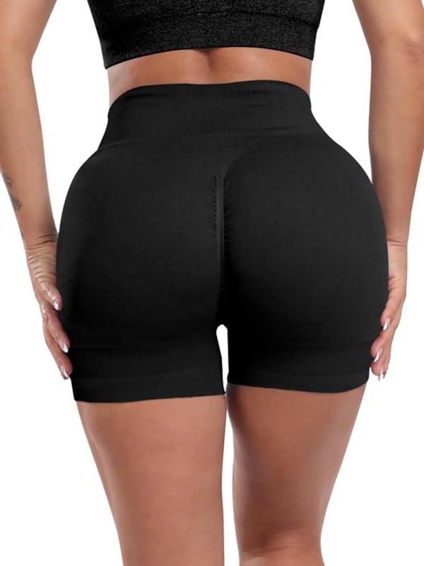 Women's Solid High Waist Sports Shorts, Breathable Comfortable Wide Waistband Skinny Shorts, Gym Shorts, Ladies Sportswear for Indoor Outdoor Wear