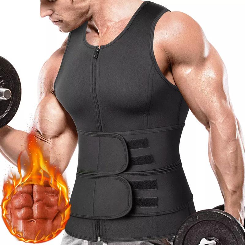 Men's Zipper Sauna Sweat Vest Waist Trainer Sports Tanks Top For Workout Excecise Sportswear Body Shaper