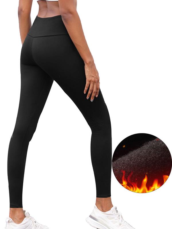 Women's Solid High Waist Thermal Lined Leggings, Winter Warm Tight Leggings for Outdoor Wear,  Leggings for Women， Comfort Sport Clothes for Gym, Summer Outfits 2024