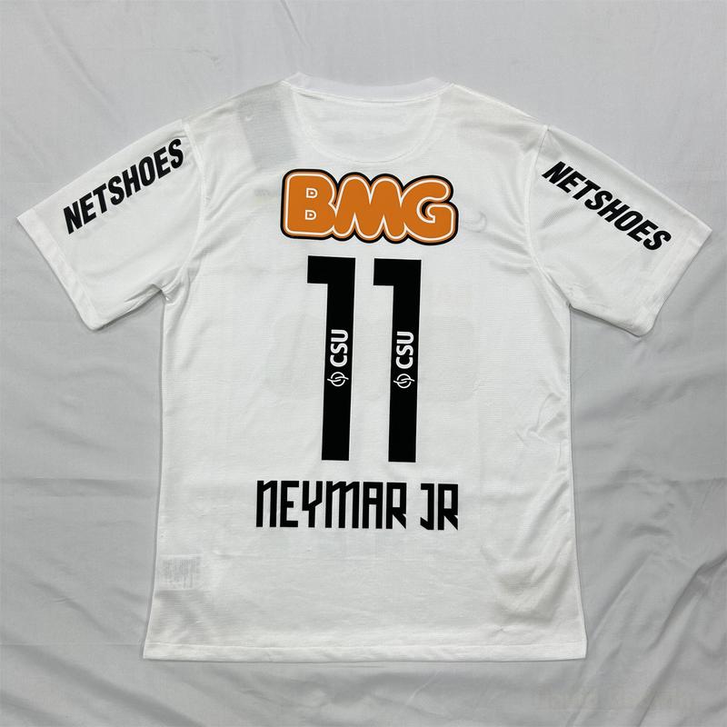 NIKE 11 12 Santos FC Home Short Sleeve Jersey NO.11 Neymar JR Retro Soccer Jersey White Fans Version