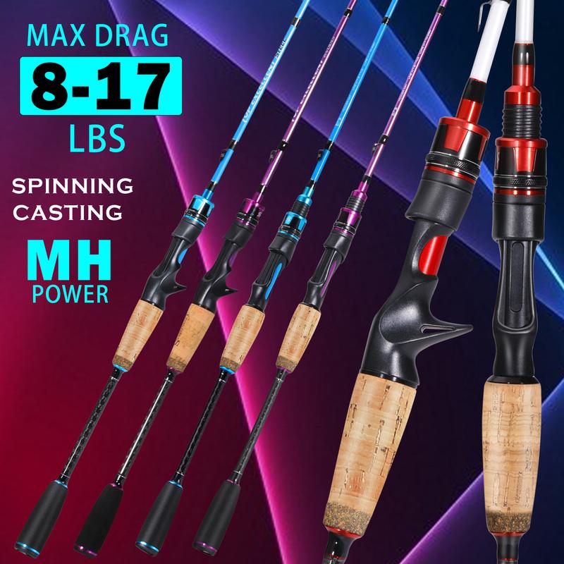 Sougayilang   Fishing Rod, 30 Ton Carbon Fiber Portable Fishing Rod with EVA and Cork Handle,  for Freshwater Saltwater Anglers