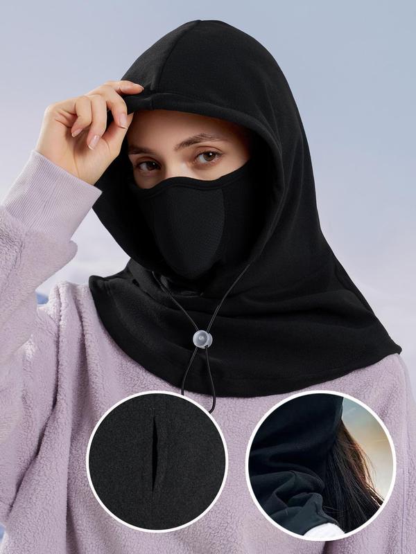 2024 New Style Solid Color Balaclava Hat, Windproof Adjustable Buckle Ski Mask, Breathable Face Cover for Women & Men, Fashion Accessories for Fall & Winter