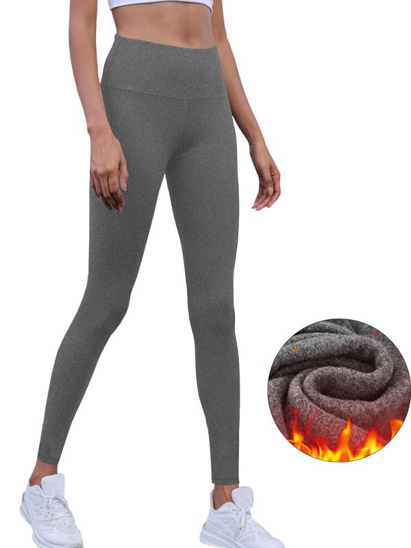 Women's Solid High Waist Thermal Lined Leggings, Winter Warm Tight Leggings for Outdoor Wear,  Leggings for Women， Comfort Sport Clothes for Gym, Summer Outfits 2024