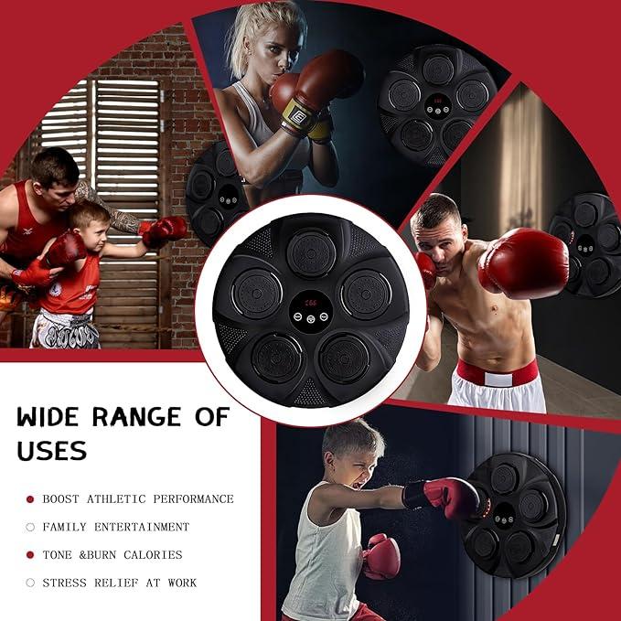 Indoor Fitness Exercise Smart Music Boxing Machine, Sports Accessories Wall Mounted Bluetooth Music Boxing Training Punching Equipment, USB Smart Boxing Target Workout Machine for Home Indoor Gym