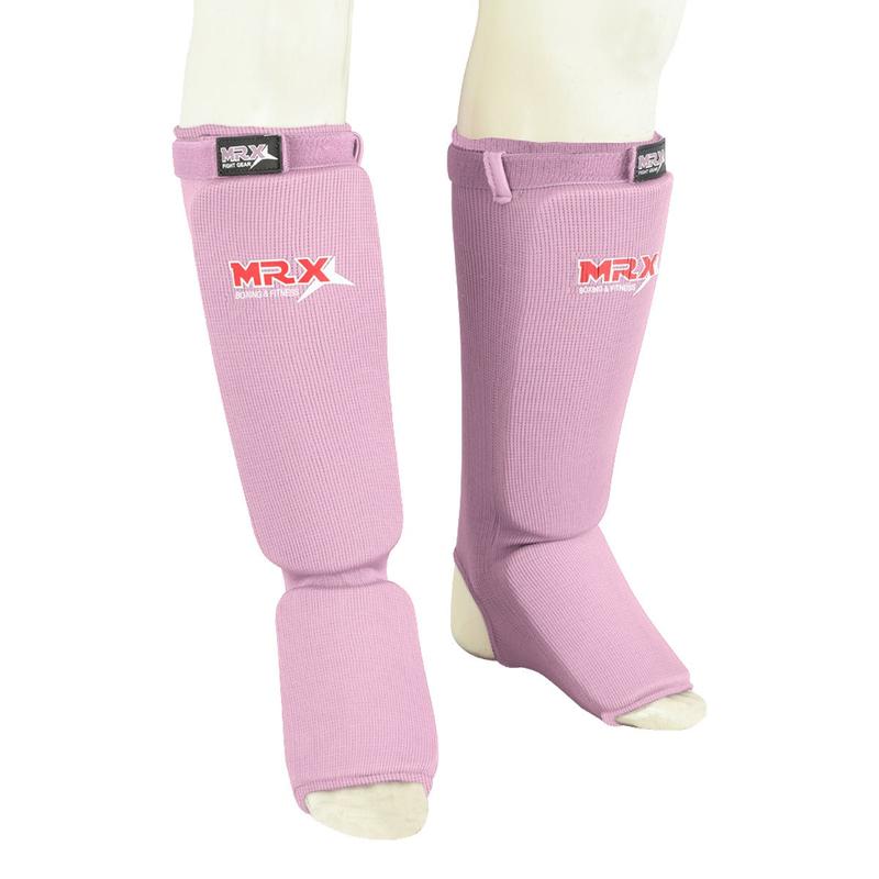 MRX BOXING & FITNESS Muay Thai Shin Guards Kick Boxing Leg & Foot Protector Pad MMA Shin Guard Extra Padding for Men or Women