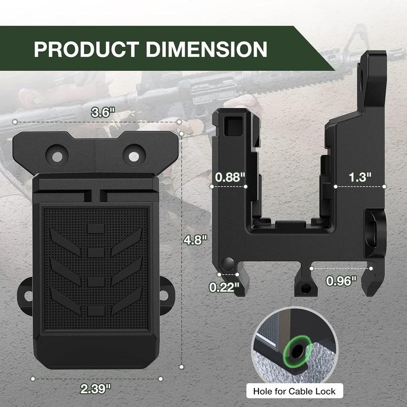 Gun Wall Mount for 223 5.56 Rifle + Double PMAG Magazine Holder,AR Wall Mount Rifle Display,Rifle Wall Rack Runner Mount