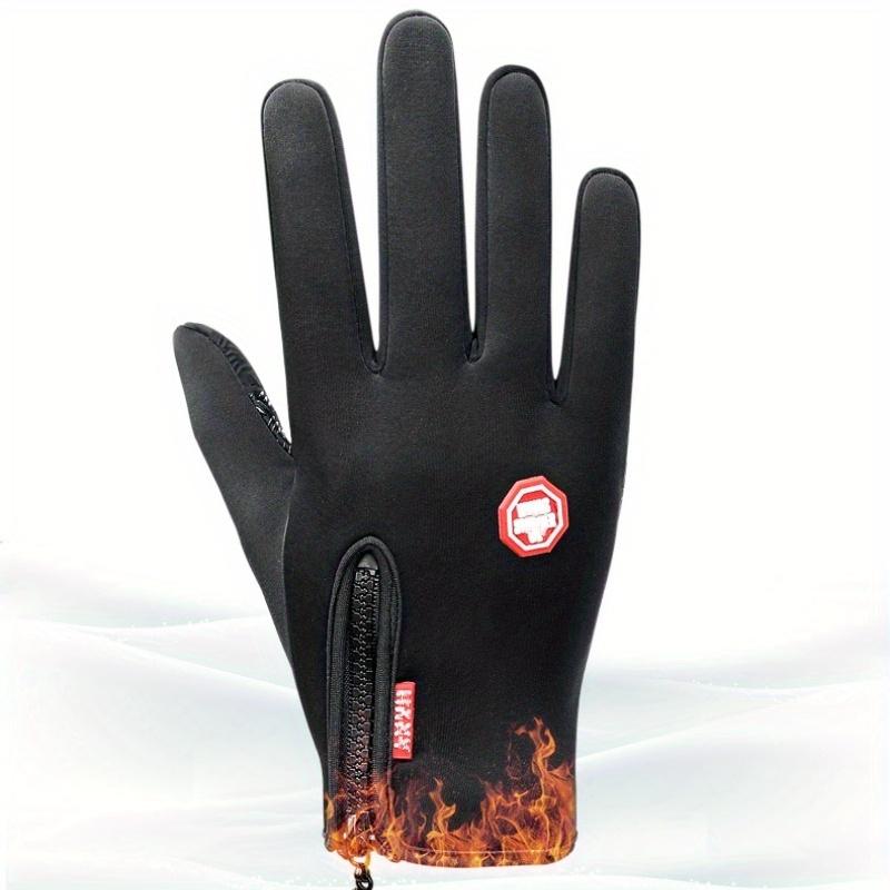 1 Pair Adjustable Zipper Warm Gloves, Coldproof Waterproof Plush Gloves, Screen Touchable, For Outdoor Sport, Cycling, Skiing, Activities, Choose The Corresponding Size According To Your Palm Size (S M L XL)