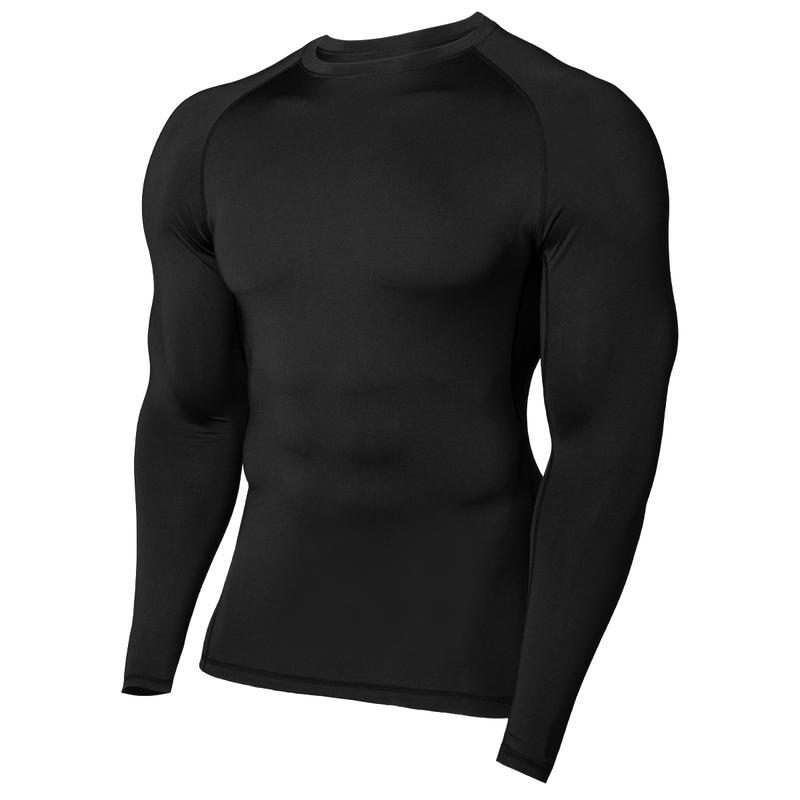 BRISIRA Mens Workout Shirts Long Sleeve Baselayers Athletic Gym Active Sports Training Tops Stretchy Breathable Shrinkless