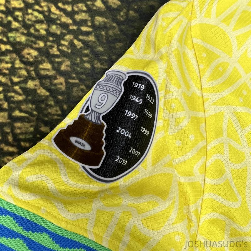 2024 Copa America Brazil Home Vini JR No.7 Yellow Short Sleeve Football Jersey