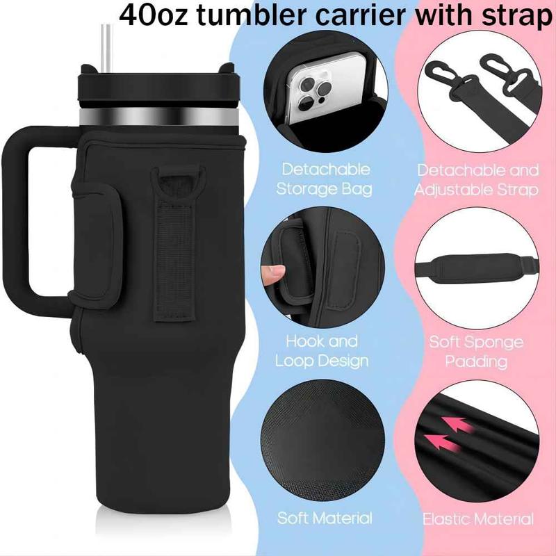 Water Bottle Carrier Bag with Phone Pocket, 1 Count Water Bottle Holder with Adjustable Strap, Drinkware Accessories for Outdoor