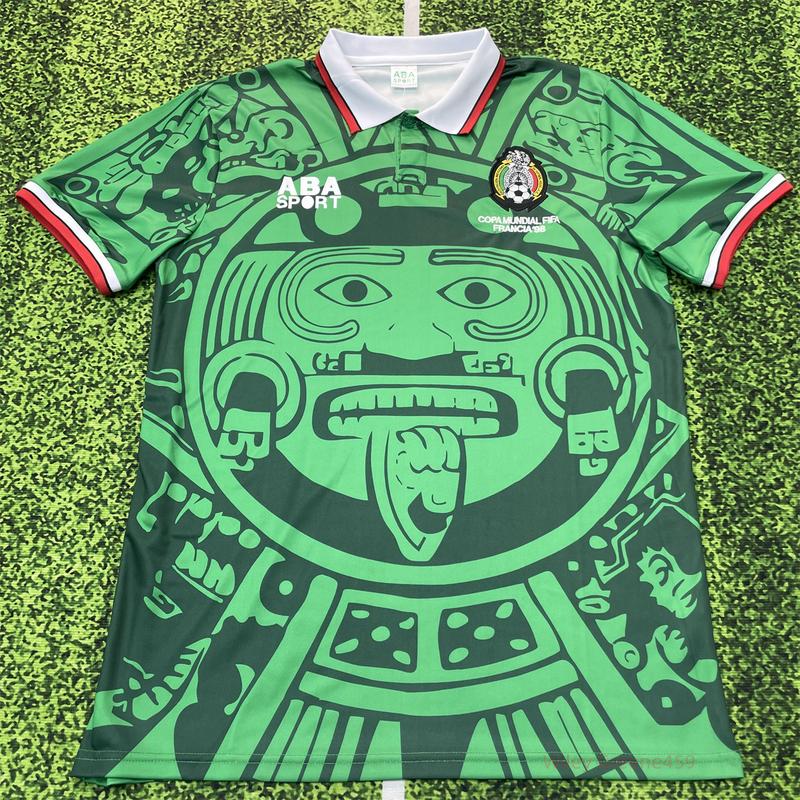 1998 World Cup Mexico National Team Home Short Sleeve Retro Soccer Jersey Greener