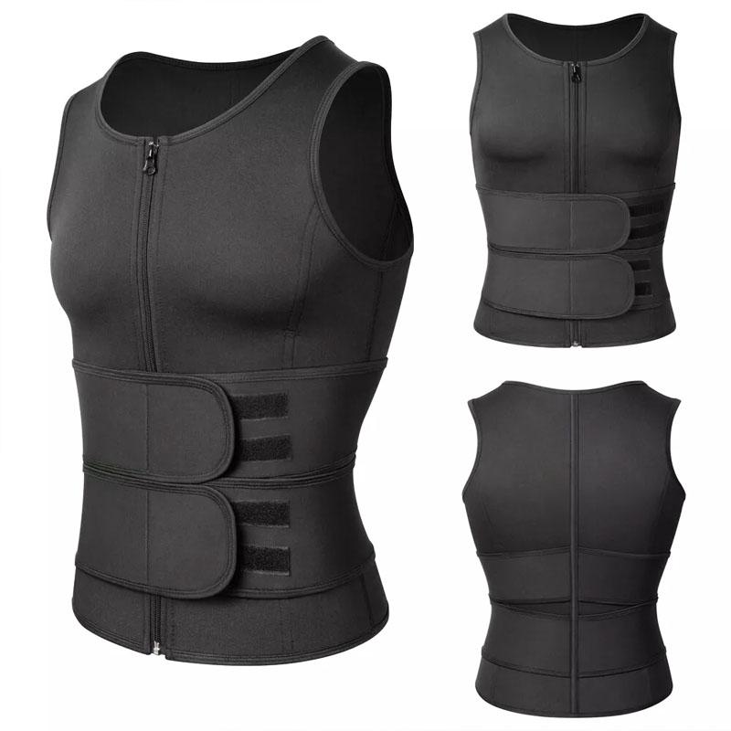 Men's Zipper Sauna Sweat Vest Waist Trainer Sports Tanks Top For Workout Excecise Sportswear Body Shaper