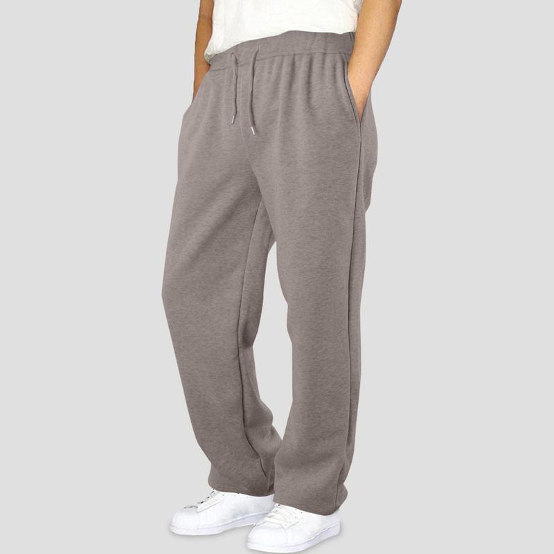 Mens Fleece Sweatpants High Waist Drawstring Straight Leg Pants Male Bottom Sweatpants Joggers Trousers Autumn Winter Streetwear