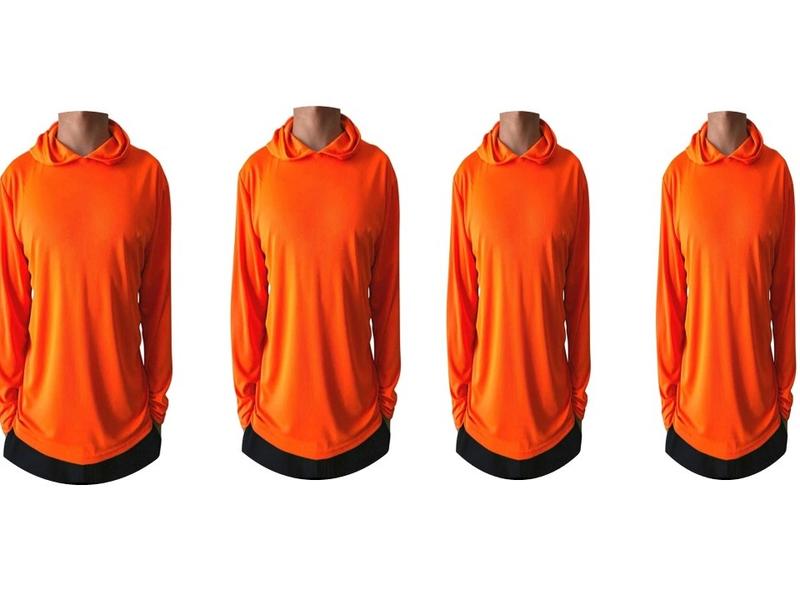 4 SHIRT PACK Hi Vis Long Sleeve Safety Shirt With Hoodie, Quick Dry Polyester Birdeye mesh   Ultra lightweight hoodie shirt Reflective Thin Pullover Long sleeves ( 4 SHIRTS PER ORDER)