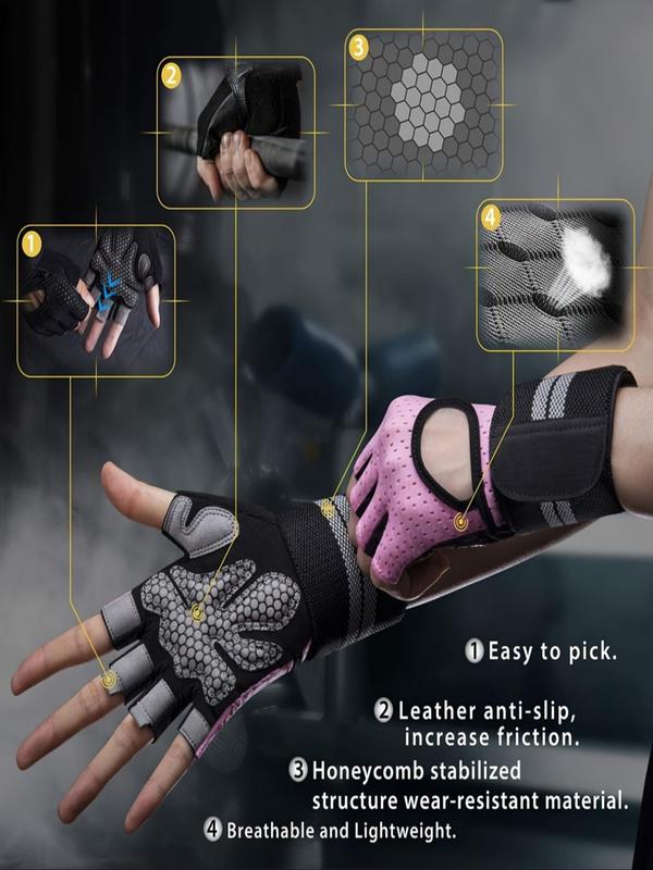 Wrist Support Fitness Gloves, Full Palm Protection Gloves for Weightlifting, Fitness Training, Hanging, Pull Up, Unisex Sports Gloves for Men & Women