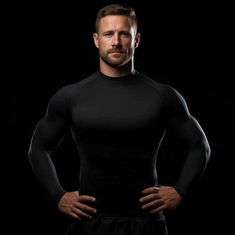 BRISIRA Mens Workout Shirts Long Sleeve Baselayers Athletic Gym Active Sports Training Tops Stretchy Breathable Shrinkless