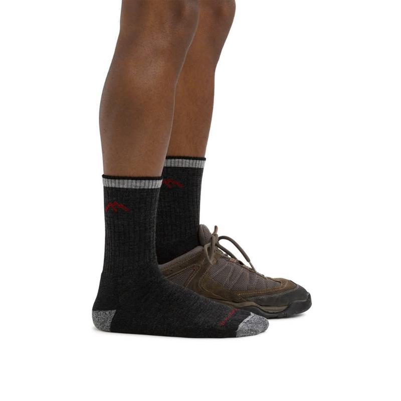 Darn Tough Men's Hiker Micro Crew Midweight Hiking Sock - Black and Olive Color