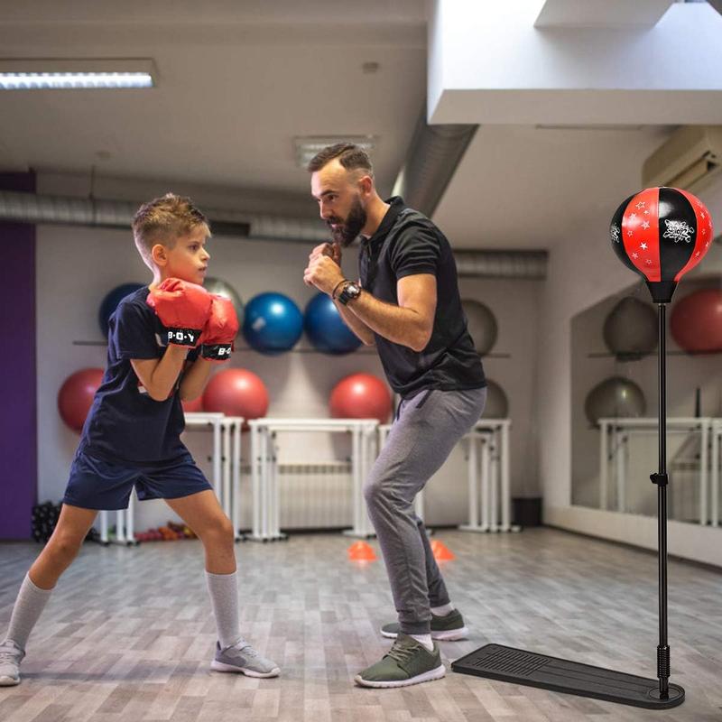 Costzon Boxing Ball Set, Punching Bag with Adjustable Height Standing Base, Freestanding Boxing Punch Exercise Bag with Gloves and Hand Pump