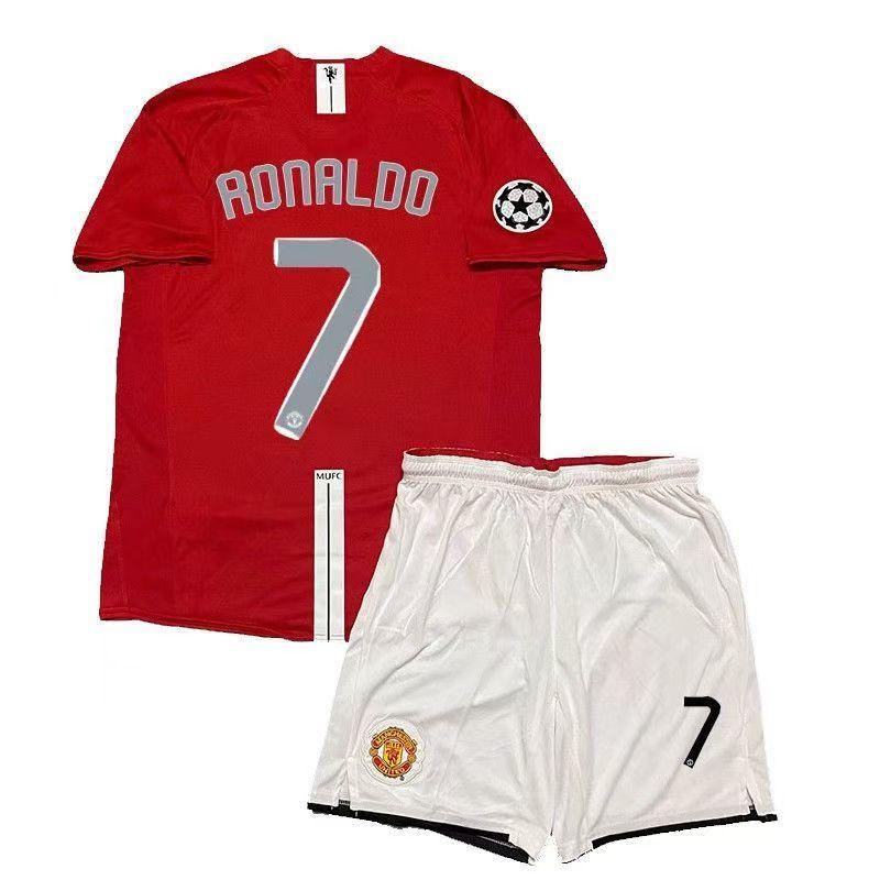 0708 Red Devils throwback jersey Home Champions League edition short-sleeved children's set No. 7 C Ronaldo football jersey Rooney Gigg